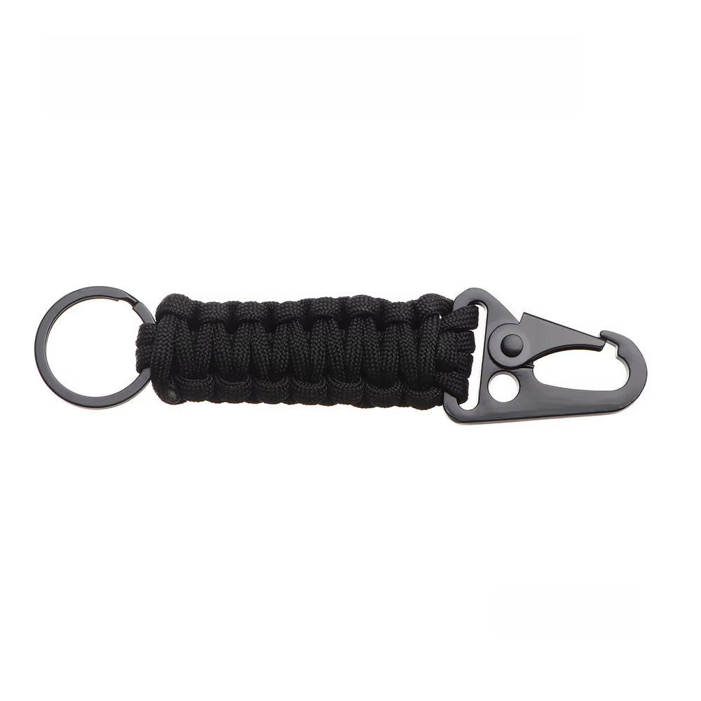 Llavero Paracord Negro Táctico con Mosquetón Metálico
