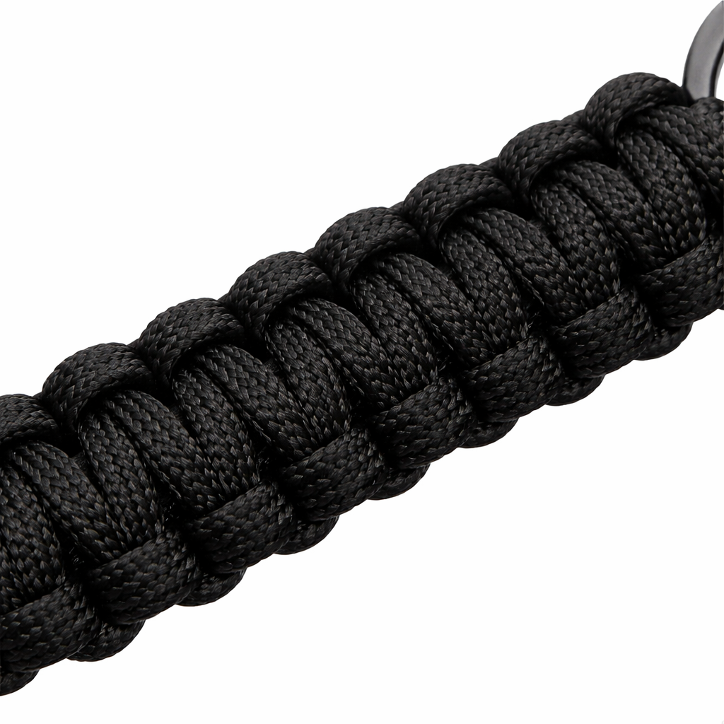 Llavero Paracord Negro Táctico con Mosquetón Metálico