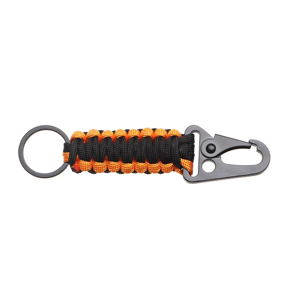 Llavero Paracord Negro Táctico con Mosquetón Metálico