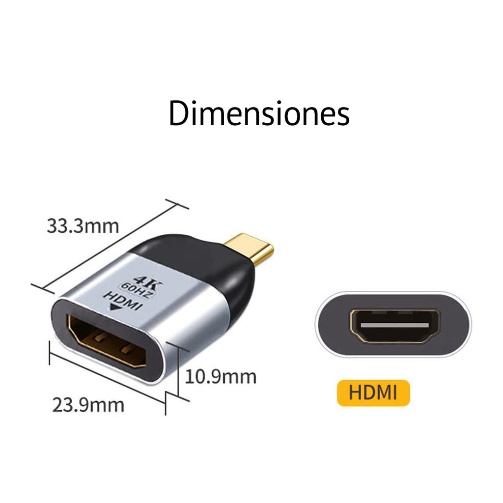 Adaptador Mini Tipo USB-C a HDMI 4k@60Hz para Celular, Tablet