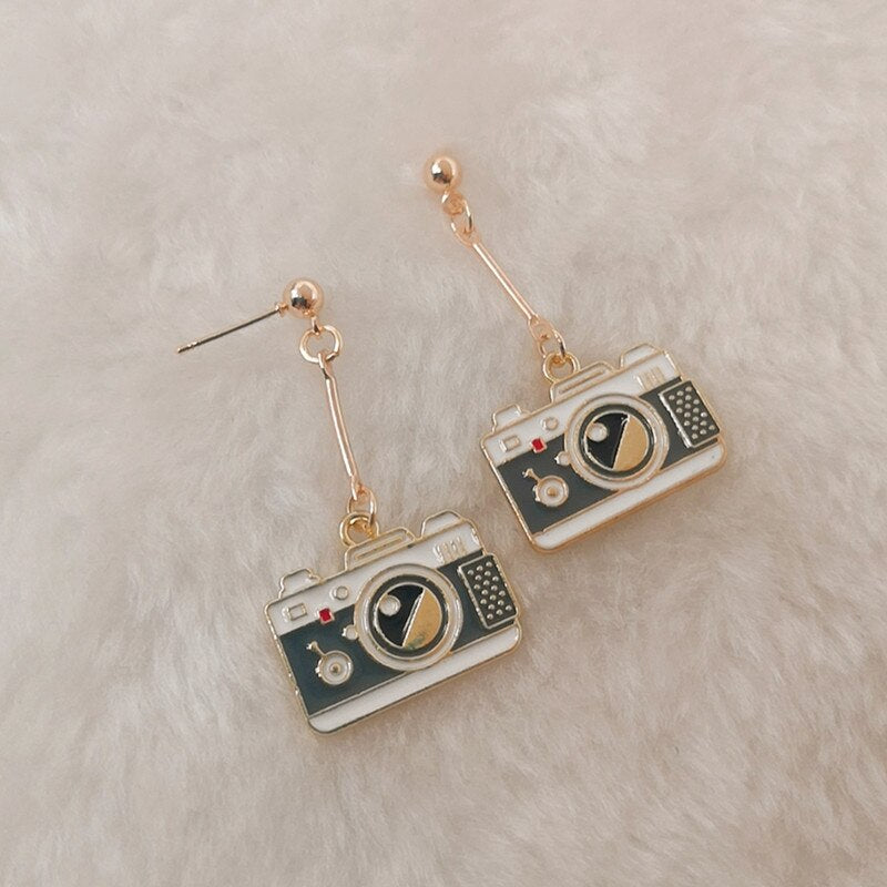 Aretes de Cámara Fotográfica esmaltada - Pendientes