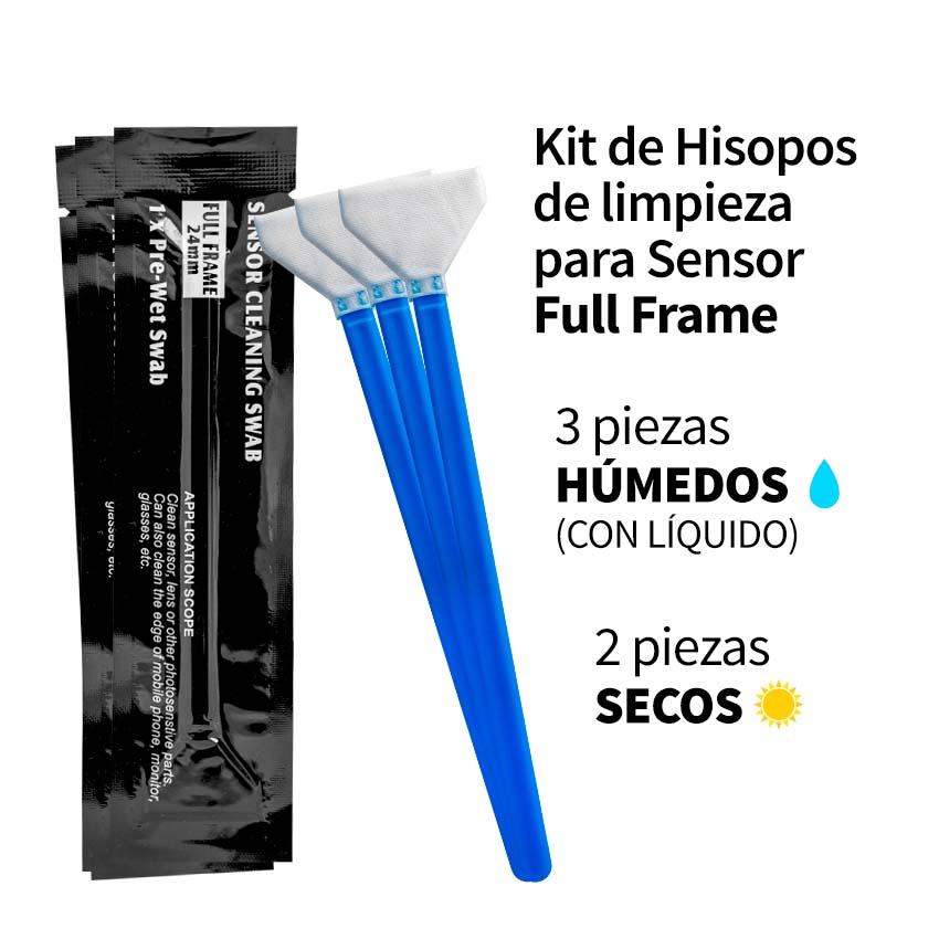 Kit de 5 Hisopos de limpieza de Sensor de cámara Digital y lentes HÚMEDO/SECO, para Full Frame